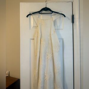 Halter Neck Floral White Dress